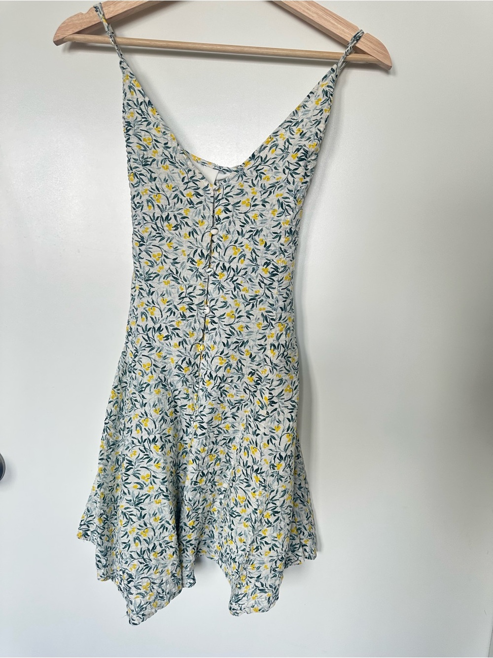 H&M White Mini Dress with Yellow Lemon & blue Leaf Print